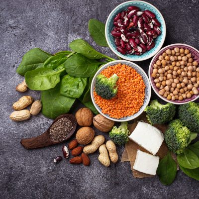 Vegan sources of protein. Healthy food concept. Selective focus